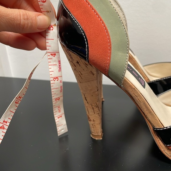 Steven by Steve Madden Peep Open Toe Heels Vybe Cork Leather Multicolor 7.5 - Picture 10 of 12
